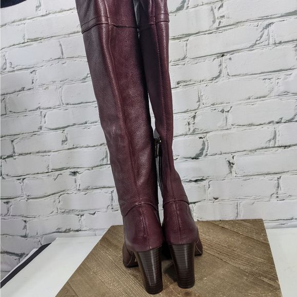 Knee high leather boots - burgundy high heel boots size 7 ANDRE NWT - Picture 4 of 10